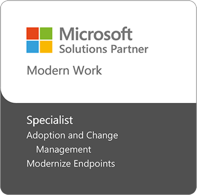 Microsoft Solutions Partner - Modern Work Specialisations: Adoption and Change management, Modernize EndPoints